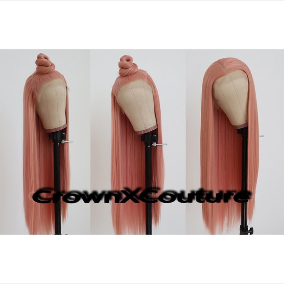 Mauve Pink Synthetic Straight Lace Front Wig main image 8
